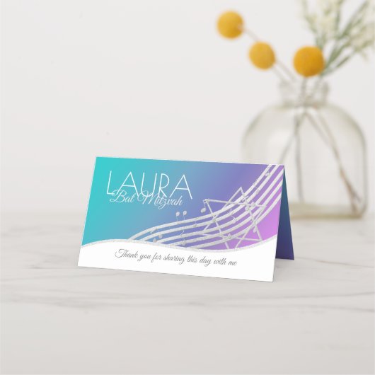 ミュージックバルミツワーシルバーミュージックノート座席カード プレイスカード (裏面)