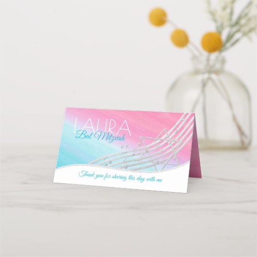 ミュージックバルミツワーシルバーミュージックノート座席カード プレイスカード (裏面)