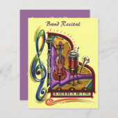 ミュージックバンド楽器リサイタルまたはパーティの招待状 招待状 (正面/裏面)