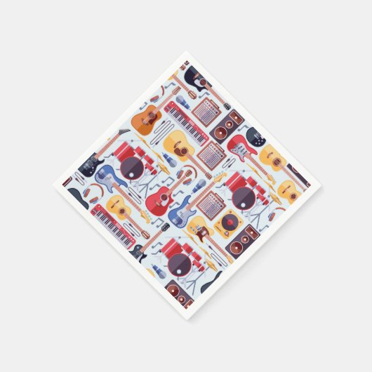 ミュージックバースデーパーティーミュージカル楽器 スタンダードカクテルナプキン (角)