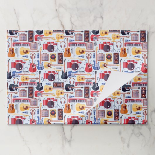 ミュージックバースデーパーティー楽器紙ランチョンマット ペーパーパッド (折り畳み)