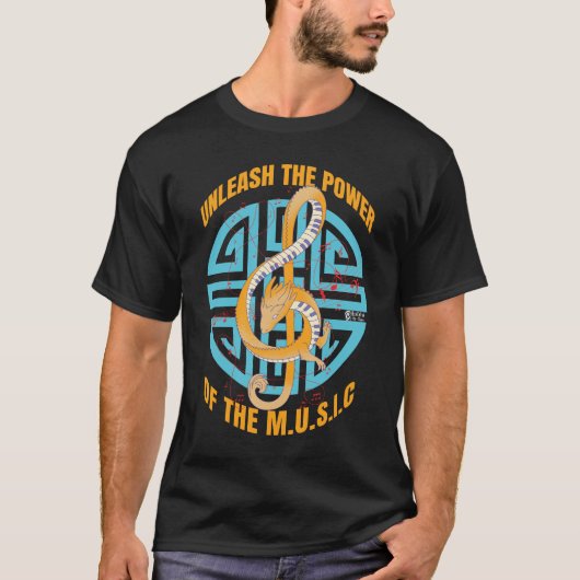 ミュージックパワーメンズブラック Tシャツ (正面)
