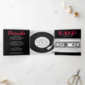 ミュージックビニールレコードDJターンテーブルカセ結婚ット 三つ折り招待状 (内部)