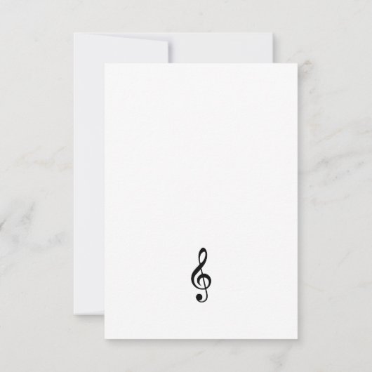 ミュージックピアノの黒白の誕生日 招待状 (裏面)