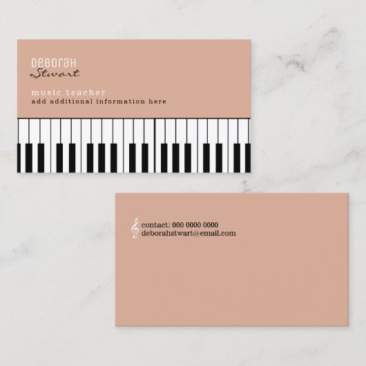 ミュージックピアノ先生エレガントダスティバラ 名刺 (正面/裏面)