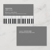 ミュージックピアノ先生エレガントホワイトビジネスカード 名刺 (正面/裏面)