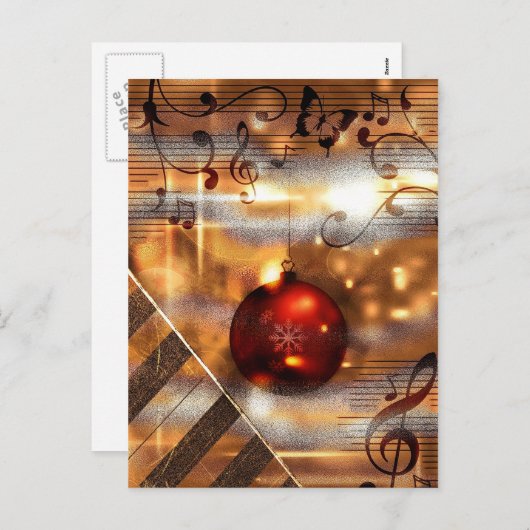 ミュージックピアノ先生クリスマスホリデー シーズンポストカード (正面/裏面)