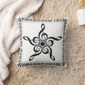 ミュージックピアノ鍵トレブルクレフ、 音符記号装飾用クッション16インチx 16インチ クッション (ブランケット)