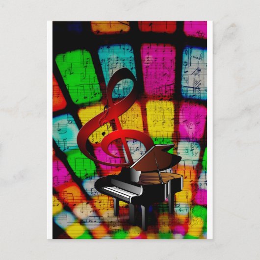 ミュージックピアノ鍵ノート先生デスティニー楽器 ポストカード (正面)