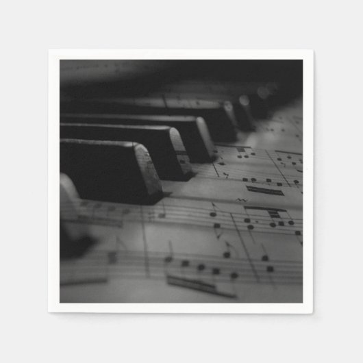 ミュージックピアノ鍵 スタンダードカクテルナプキン (正面)