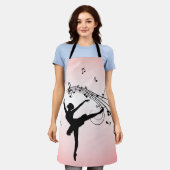 ミュージックピンクの素晴らしいバレリーナ踊り エプロン (着用した状態)