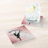 ミュージックピンクの素晴らしいバレリーナ踊り ガラスコースター (アングル)