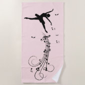 ミュージックピンクの素晴らしいバレリーナ踊り ビーチタオル (正面)