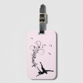 ミュージックピンクの素晴らしいバレリーナ踊り ラゲッジタグ (正面縦)