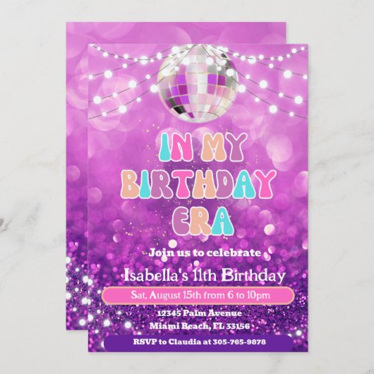 ミュージックファンインマイ誕生日時代誕生日招待状 招待状 (正面/裏面)