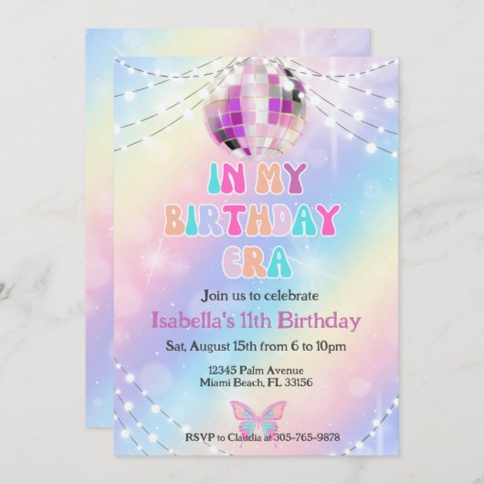 ミュージックファンインマイ誕生日時代誕生日招待状 招待状 (正面/裏面)