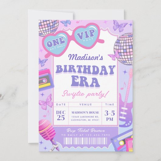 ミュージックファンインマイ誕生日時代誕生日 招待状 (正面)