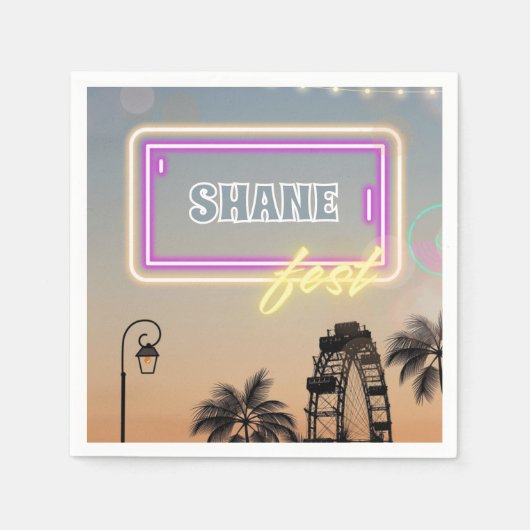 ミュージックフェスティバルコンサート誕生日パーティー スタンダードカクテルナプキン (正面)