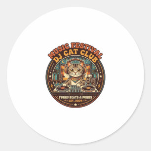 ミュージックフェスティバル DJ 猫 ネコ好き ギフト - ミュージックフェスティバル ラウンドシール