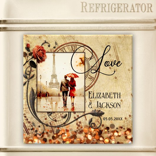 ミュージックフォトヴィンテージ結婚記念日マグネット マグネット