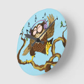 ミュージックフクロウ ラウンド壁時計 (傾斜)