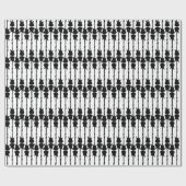 ミュージックブラックエレキギターストライプズホワイト ラッピングペーパー (フラット)