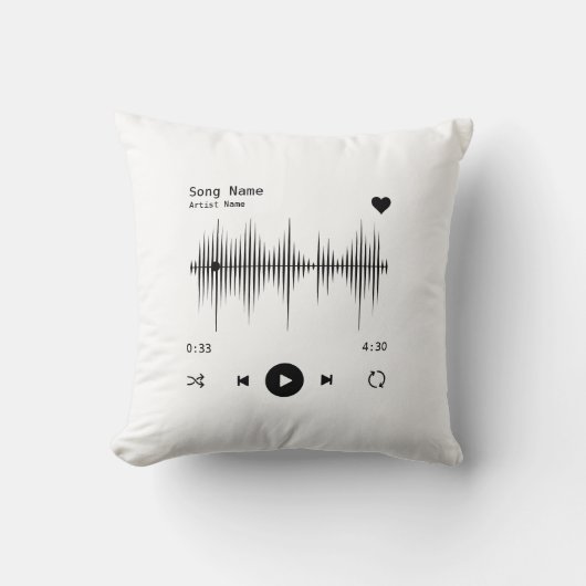 ミュージックプレーヤーアーティストとソングホワパーソナライズされたイト クッション (正面)