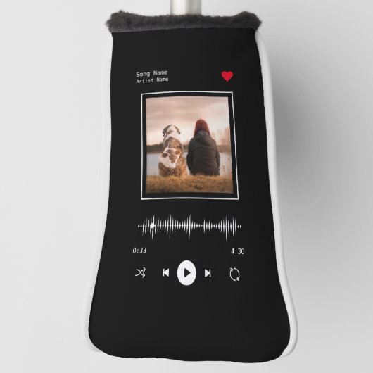 ミュージックプレーヤーアーティストと曲のパーソナライズされた写真 ゴルフヘッドカバー (回転90)