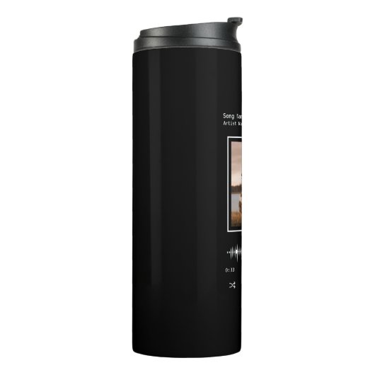 ミュージックプレーヤーアーティストと曲のパーソナライズされた写真 タンブラー (回転左)