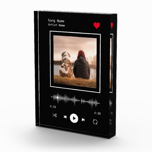 ミュージックプレーヤーアーティストと曲のパーソナライズされた写真 フォトブロック (右)