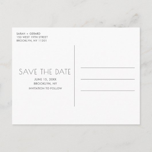 ミュージックプレーヤーフォトウェディング日付を保存 案内ポストカード (裏面)