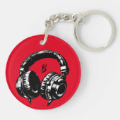 ミュージックヘッドフォンDJ誕生日パーティー キーホルダー (裏面)