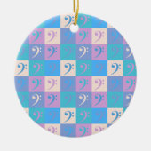 ミュージックベースクレフ、 音符記号パターンパステルカラー セラミックオーナメント (正面)