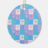 ミュージックベースクレフ、 音符記号パターンパステルカラー セラミックオーナメント (左)