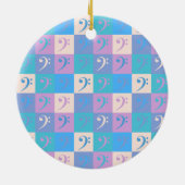 ミュージックベースクレフ、 音符記号パターンパステルカラー セラミックオーナメント (裏面)