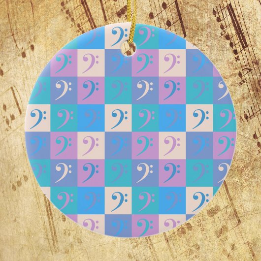 ミュージックベースクレフ、 音符記号パターンパステルカラー セラミックオーナメント