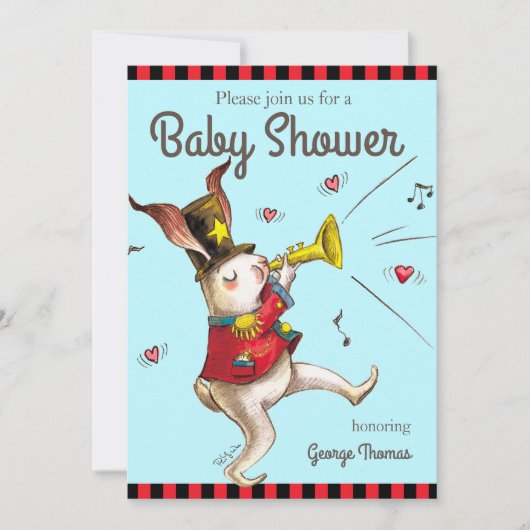 ミュージックメーカー!ウサギの招待カード 招待状 (正面)