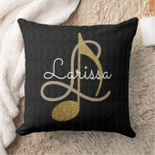 ミュージックモノグラムブラック クッション (ブランケット)