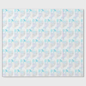 ミュージックラインソフトブルーラッピング紙 ラッピングペーパー (フラット)