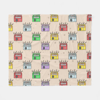ミュージックラジオパターン フリースブランケット