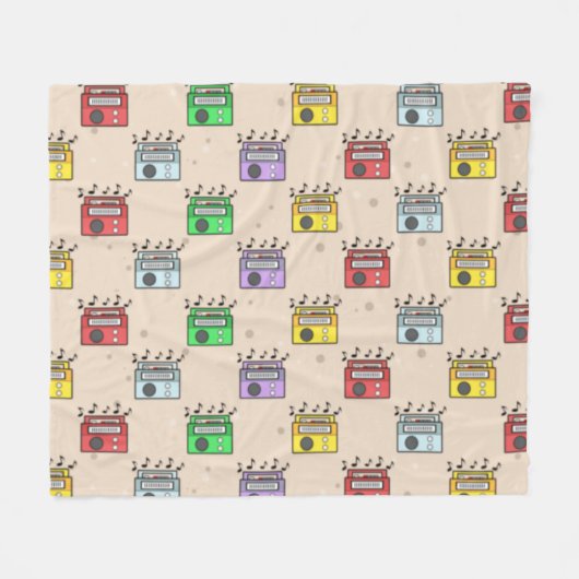 ミュージックラジオパターン フリースブランケット (正面(横))