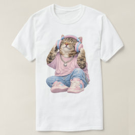 ミュージックラバーの猫Tシャツ Tシャツ