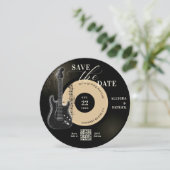 ミュージックラバーウェディング日付を保存ヴィンテージベージュ色QR セーブザデート (スタンド正面)