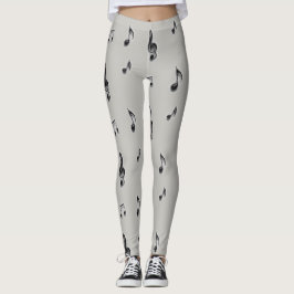 ミュージックラバーズミュージカルノートブラックとグレー レギンス