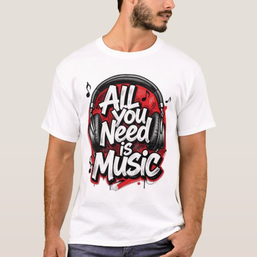 ミュージックラバータイポグラフィTシャツ Tシャツ (正面)
