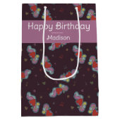 ミュージックラバードードルズテーマバースデーパーティーピンク ミディアムペーパーバッグ (裏面)