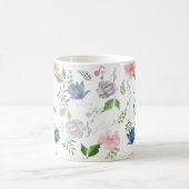 ミュージックラバーブルーピンクエレガントフローラウォーターカラー コーヒーマグカップ (中央)