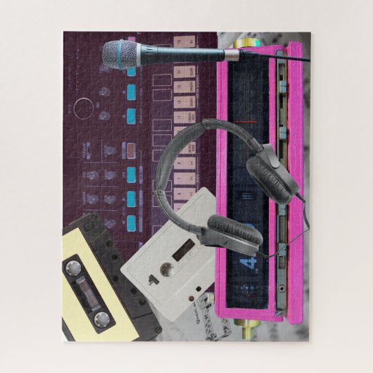 ミュージックラバーヴィンテージシンセ無線マイクテープ ジグソーパズル (縦)