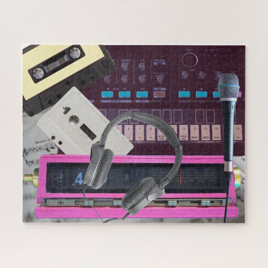 ミュージックラバーヴィンテージシンセ無線マイクテープ ジグソーパズル (横)