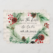 ミュージックレッドベリーリースウェディングデイトカードを保存 (正面/裏面)